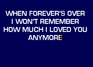 WHEN FOREVER'S OVER
I WON'T REMEMBER
HOW MUCH I LOVED YOU
ANYMORE