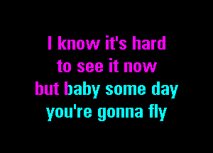 I know it's hard
to see it now

but baby some day
you're gonna fly