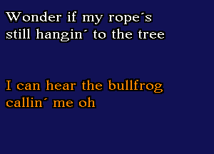 XVonder if my ropefs
still hangin' to the tree

I can hear the bullfrog
callin' me oh