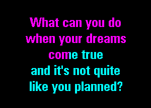 What can you do
when your dreams

come true
and it's not quite
like you planned?