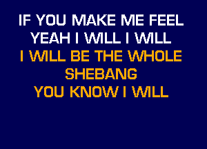 IF YOU MAKE ME FEEL
YEAH I INILL I INILL
I INILL BE THE INHOLE
SHEBANG
YOU KNOWI INILL