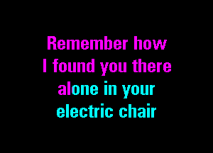 Remember how
I found you there

alone in your
electric chair