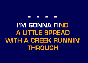 I'M GONNA FIND
A LITTLE SPREAD
WITH A CREEK RUNNIN'
THROUGH