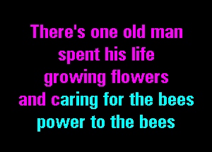 There's one old man
spent his life
growing flowers
and caring for the bees
power to the bees