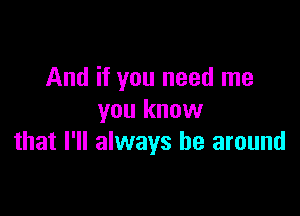 And if you need me

you know
that I'll always be around