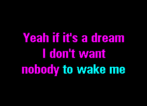 Yeah if it's a dream

I don't want
nobody to wake me