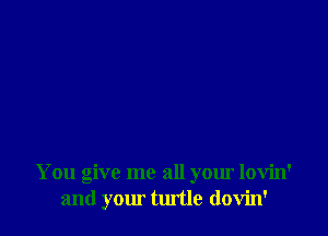 You give me all your lovin'
and your tlutle dovin'