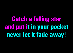 Catch a falling star

and put it in your pocket
never let it fade away!