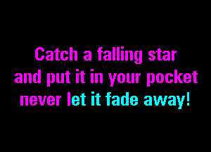 Catch a falling star

and put it in your pocket
never let it fade away!