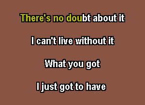 There's no doubt about it

I can't live without it

What you got

Ijust got to have