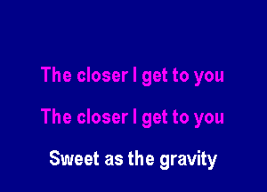 The closer I get to you

The closer I get to you

Sweet as the gravity