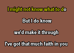 I might not know what to do
But I do know

we'd make it through

I've got that much faith in you