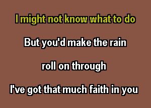 I might not know what to do
But you'd make the rain

roll on through

I've got that much faith in you