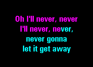 on I'll never, never
I'll never, never,

never gonna
let it get away