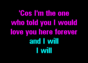 'Cos I'm the one
who told you I would

love you here forever
and I will
I will