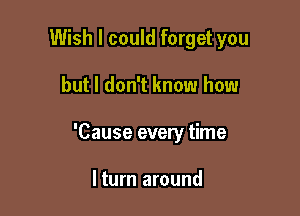 Wish I could forget you

but I don't know how

'Cause every time

lturn around