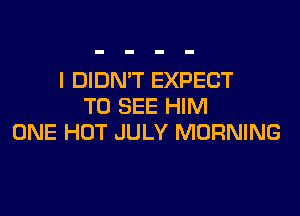 I DIDN'T EXPECT
TO SEE HIM

ONE HOT JULY MORNING