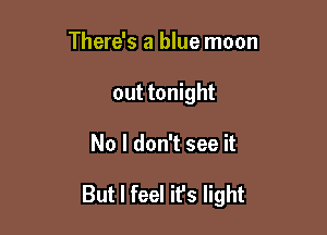 There's a blue moon
out tonight

No I don't see it

But I feel ifs light