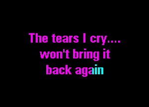 The tears I cry....

won't bring it
back again