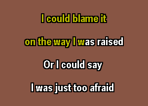I could blame it

on the way I was raised

Or I could say

I was just too afraid