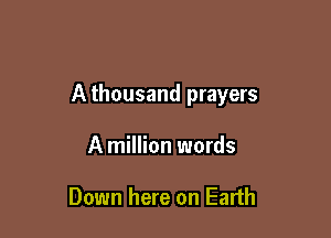 A thousand prayers

A million words

Down here on Earth