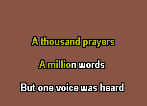 A thousand prayers

A million words

But one voice was heard