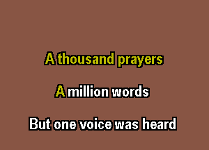 A thousand prayers

A million words

But one voice was heard