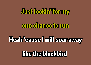 Just lookin' for my

one chance to run

Heah 'cause I will soar away

like the blackbird