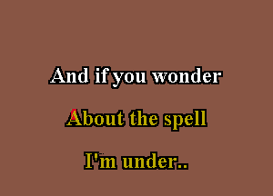 And if you wonder

About the spell

I'm under..