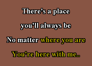 There's a place

you'll always be

N 0 matter where you are

You're here With me..