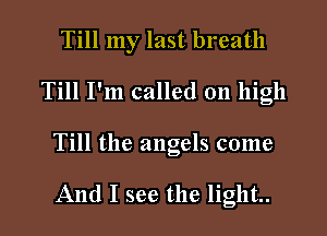 Till my last breath
Till I'm called on high
Till the angels come

And I see the light.