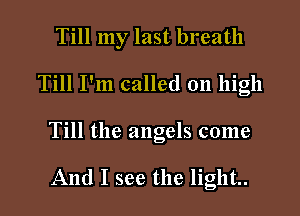 Till my last breath
Till I'm called on high
Till the angels come

And I see the light.