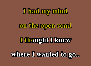 I had my mind
on the open road

I thought I knew

where I wanted to g0..