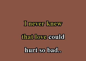 I never knew

that love could

hurt so bad..