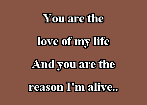 You are the

love of my life

And you are the

reason I'm alive.