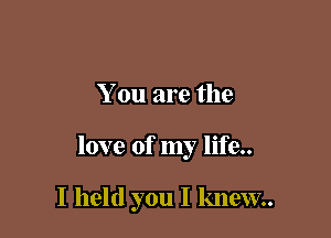 You are the

love of my life..

I held you I knew.