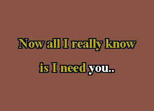 Now all I really know

is I need you..