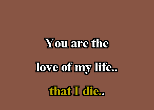 You are the

love of my life..

that I (lie..