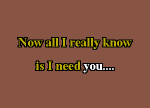 Now all I really know

is I need you....