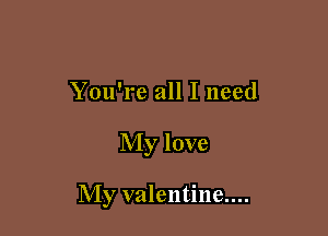 You're all I need

My love

My valentine....