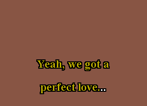Y eah, we got a

perfect love...