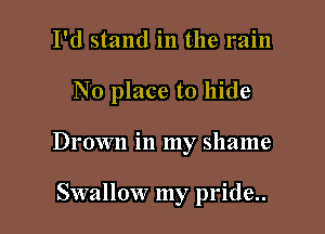 I'd stand in the rain

No place to hide

Drown in my shame

Swallow my pride..