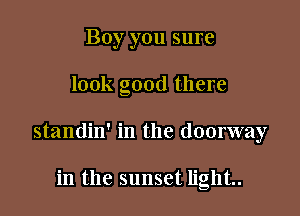 Boy you sure

look good there

standin' in the doorway

in the sunset light
