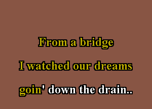 From a bridge

I watched our dreams

goin' down the drain..