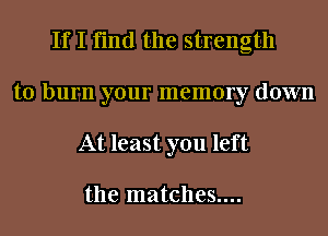 If I find the strength
to burn your memory down
At least you left

the matches....