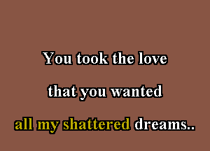 You took the love

that you wanted

all my shattered dreams..