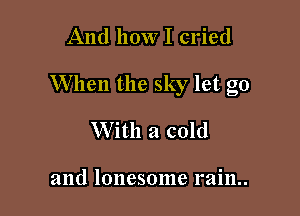 And how I cried

When the sky let go

With a cold

and lonesome rain..