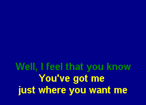 Well, lfeel that you know
You've got me
iust where you want me