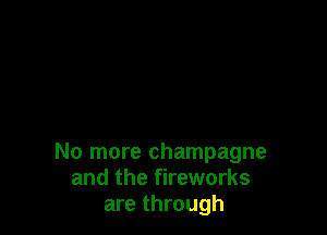 No more champagne
and the fireworks
are through