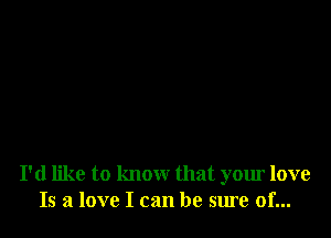 I'd like to know that your love
Is a love I can be sure of...